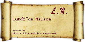 Lukács Milica névjegykártya