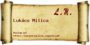 Lukács Milica névjegykártya